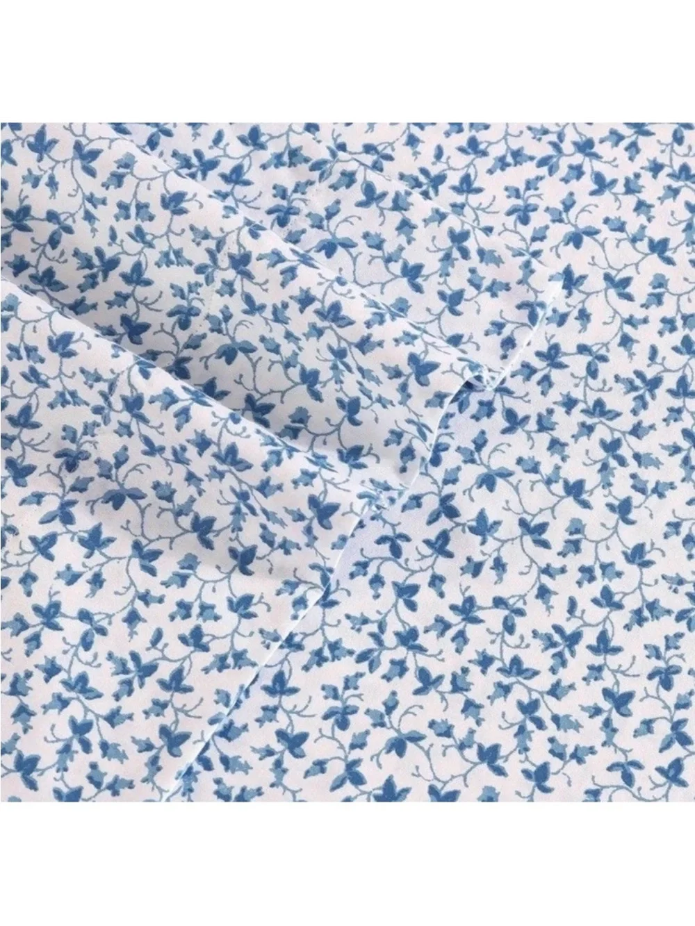Laura Ashley Queen Sheet Set NWT Blue White Floral Vine 100% Cotton Sateen 300TC